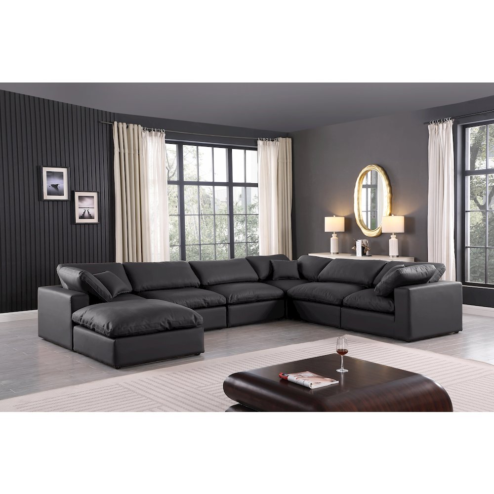 Comfy Black Vegan Leather Modular Sectional