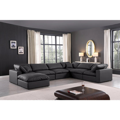 Comfy Black Vegan Leather Modular Sectional