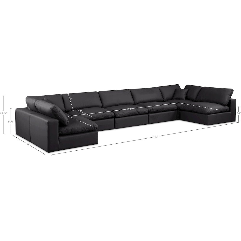 Comfy Black Vegan Leather Modular Sectional
