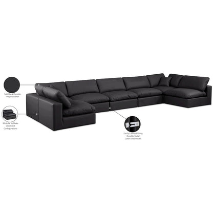 Comfy Black Vegan Leather Modular Sectional
