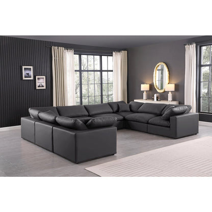Comfy Black Vegan Leather Modular Sectional