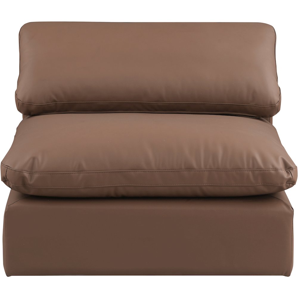 Comfy Brown Vegan Leather Modular Armless Chair