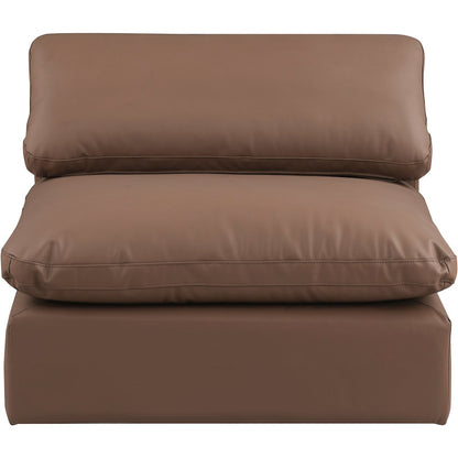 Comfy Brown Vegan Leather Modular Armless Chair