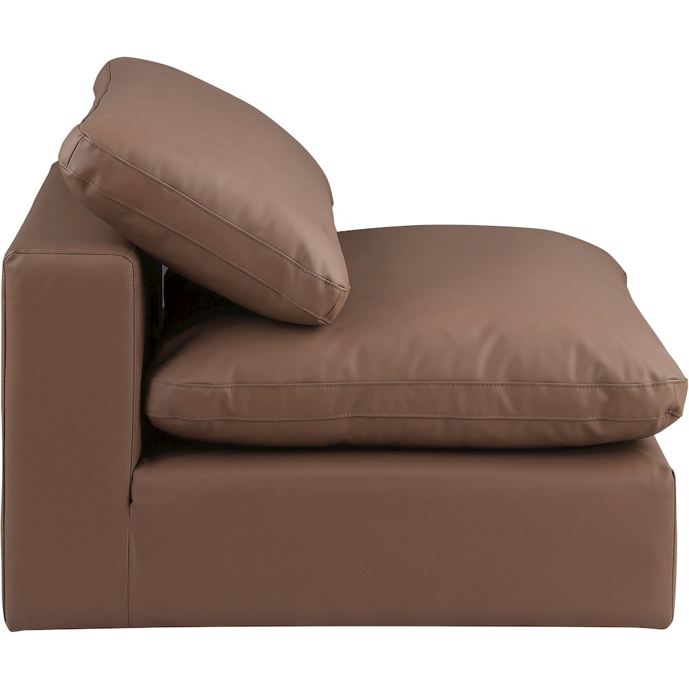 Comfy Brown Vegan Leather Modular Armless Chair