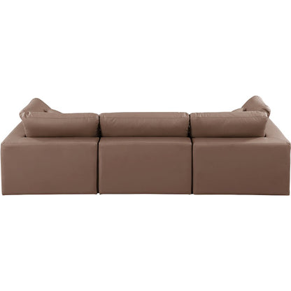 Comfy Brown Vegan Leather Modular Sofa