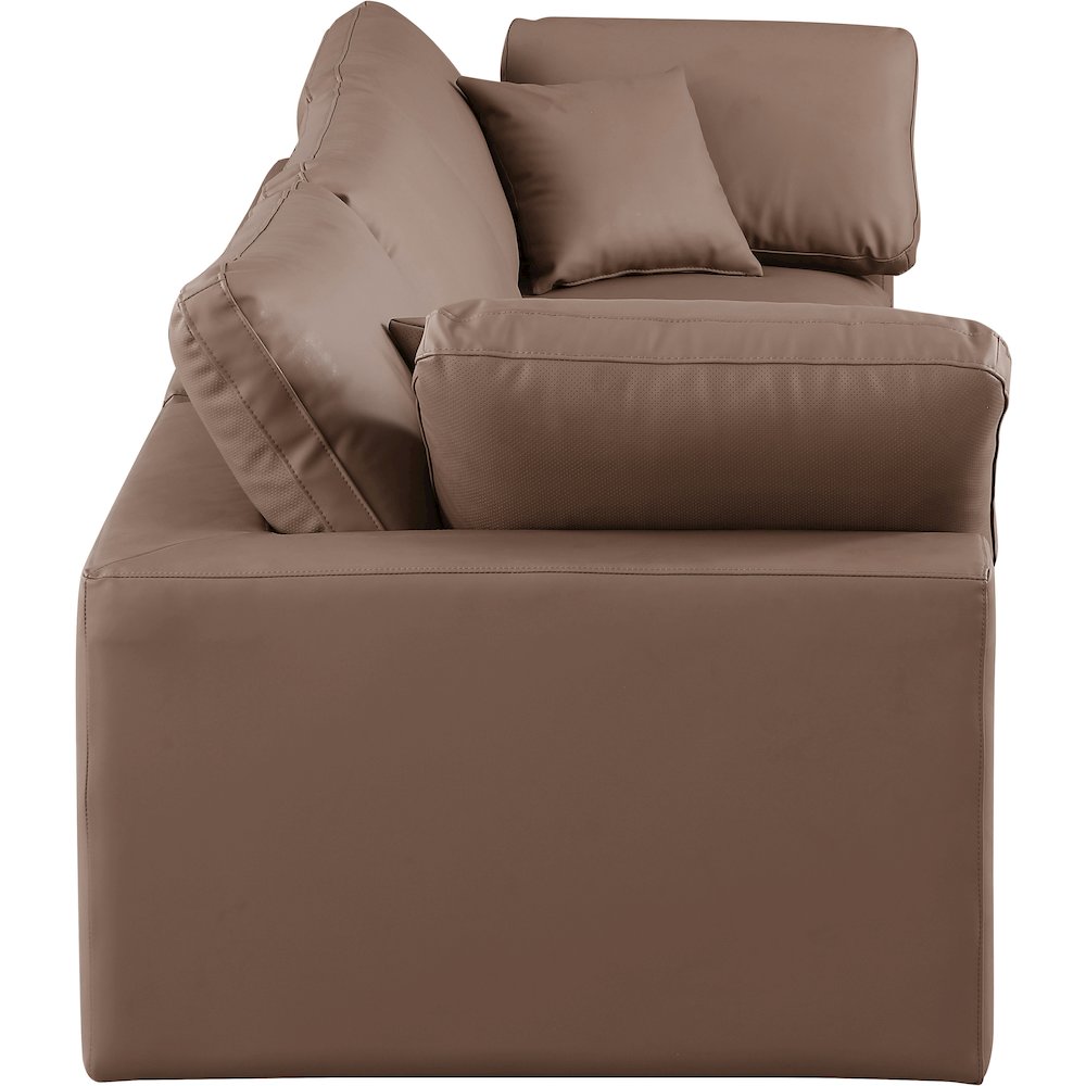 Comfy Brown Vegan Leather Modular Sofa