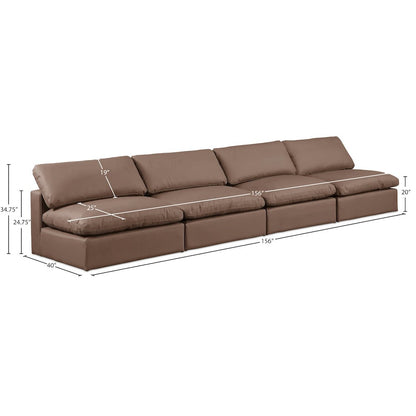 Comfy Brown Vegan Leather Modular Sofa