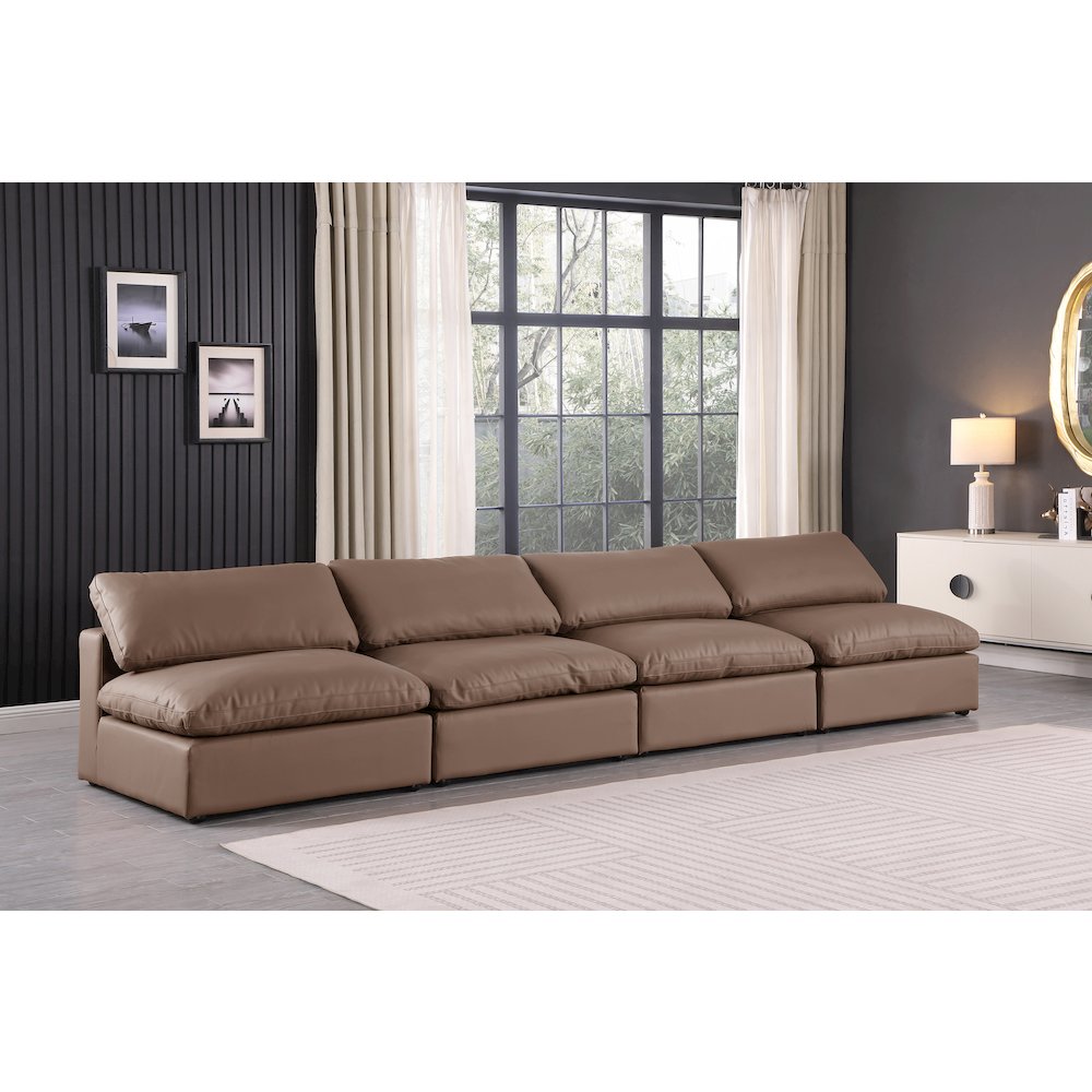 Comfy Brown Vegan Leather Modular Sofa