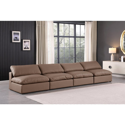 Comfy Brown Vegan Leather Modular Sofa