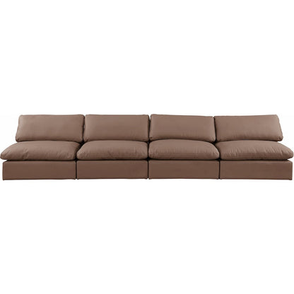 Comfy Brown Vegan Leather Modular Sofa