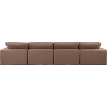 Comfy Brown Vegan Leather Modular Sofa