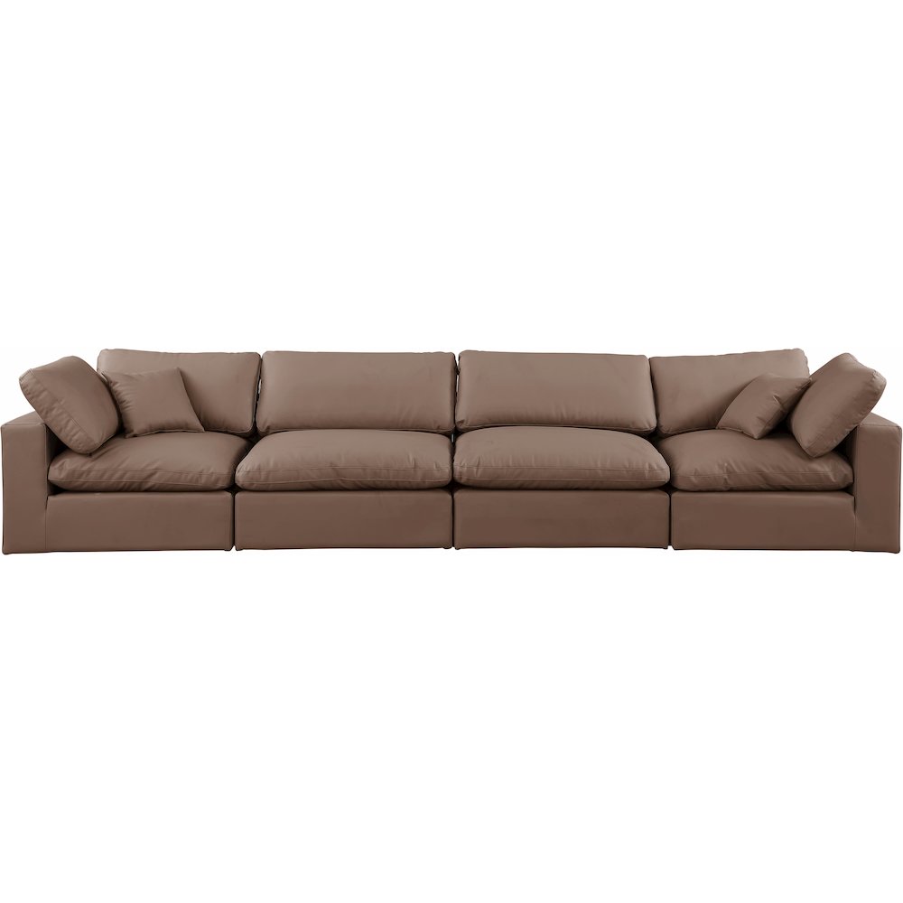 Comfy Brown Vegan Leather Modular Sofa