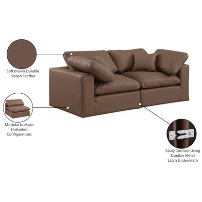 Comfy Brown Vegan Leather Modular Sofa