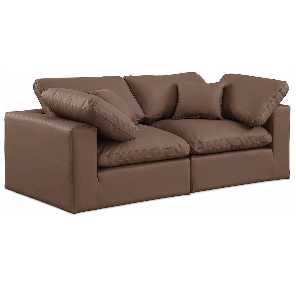 Comfy Brown Vegan Leather Modular Sofa