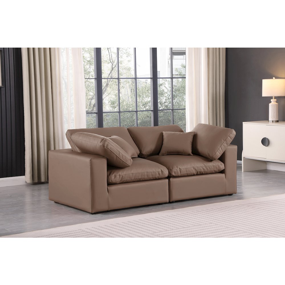 Comfy Brown Vegan Leather Modular Sofa