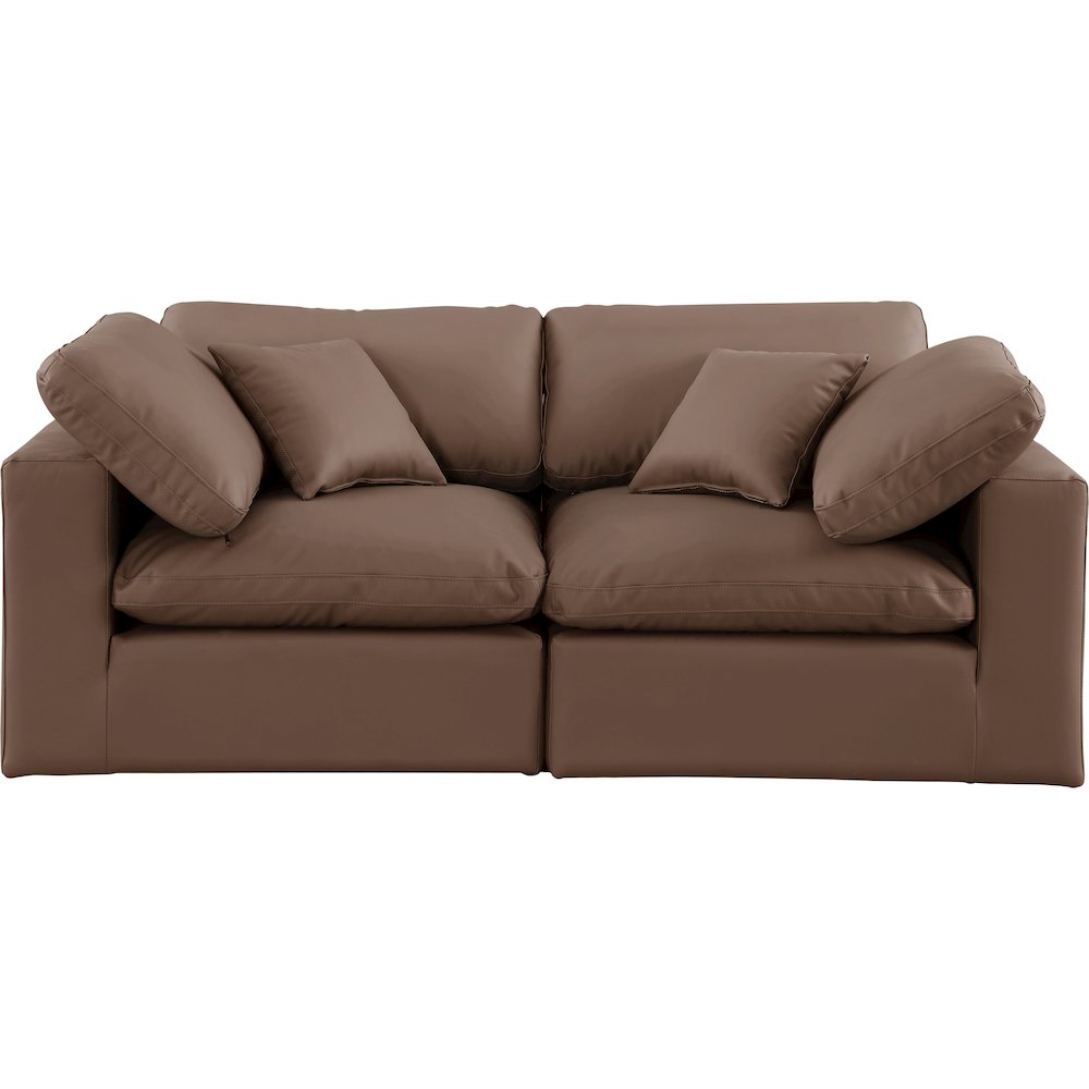Comfy Brown Vegan Leather Modular Sofa