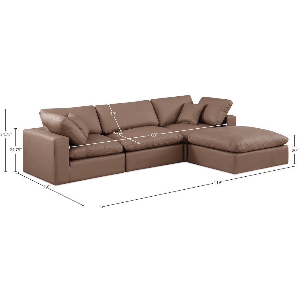 Comfy Brown Vegan Leather Modular Sectional