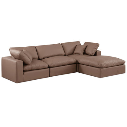 Comfy Brown Vegan Leather Modular Sectional
