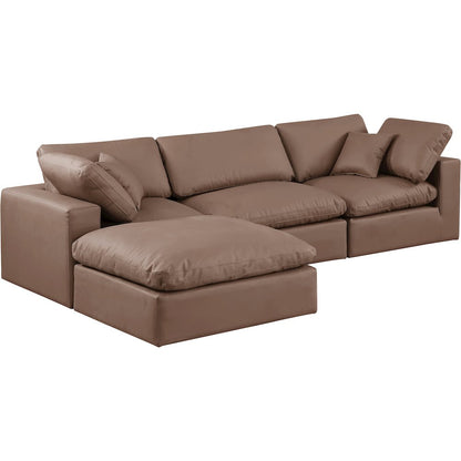 Comfy Brown Vegan Leather Modular Sectional