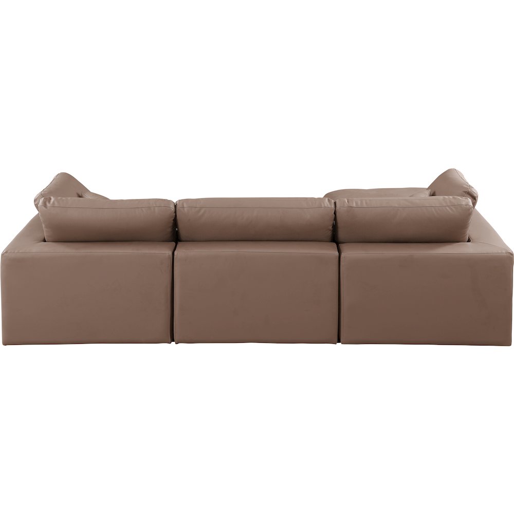 Comfy Brown Vegan Leather Modular Sectional