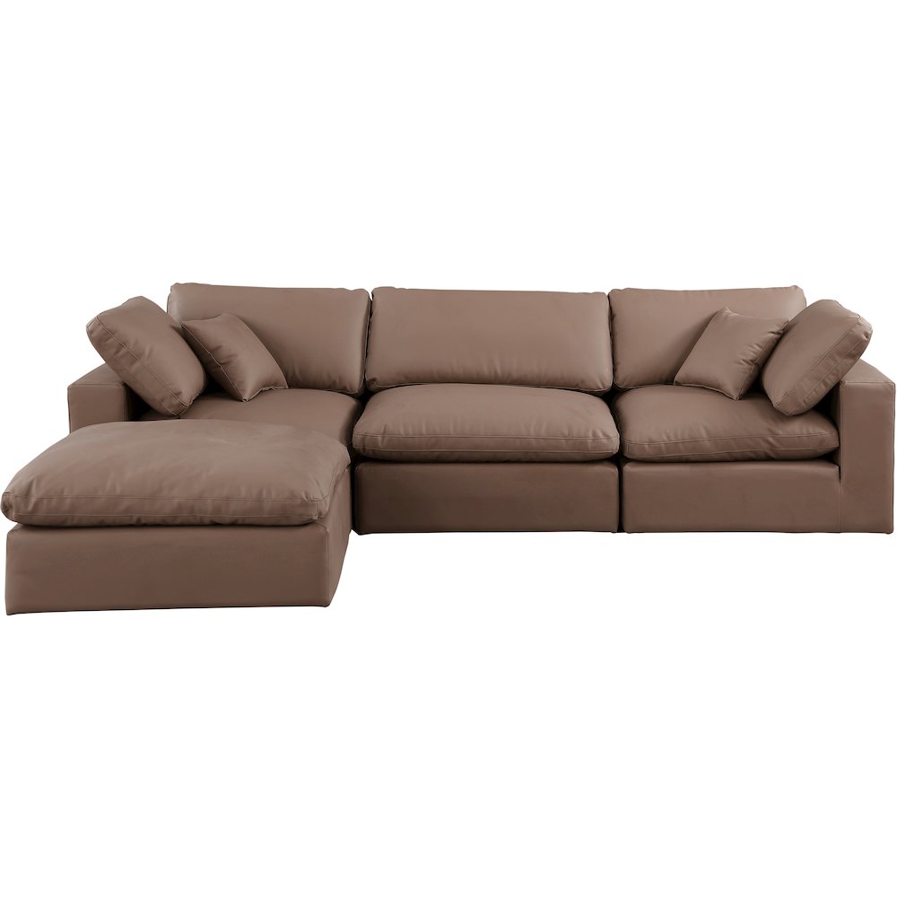 Comfy Brown Vegan Leather Modular Sectional