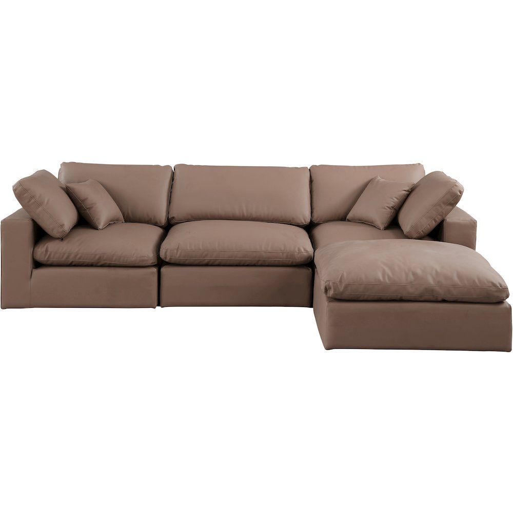 Comfy Brown Vegan Leather Modular Sectional
