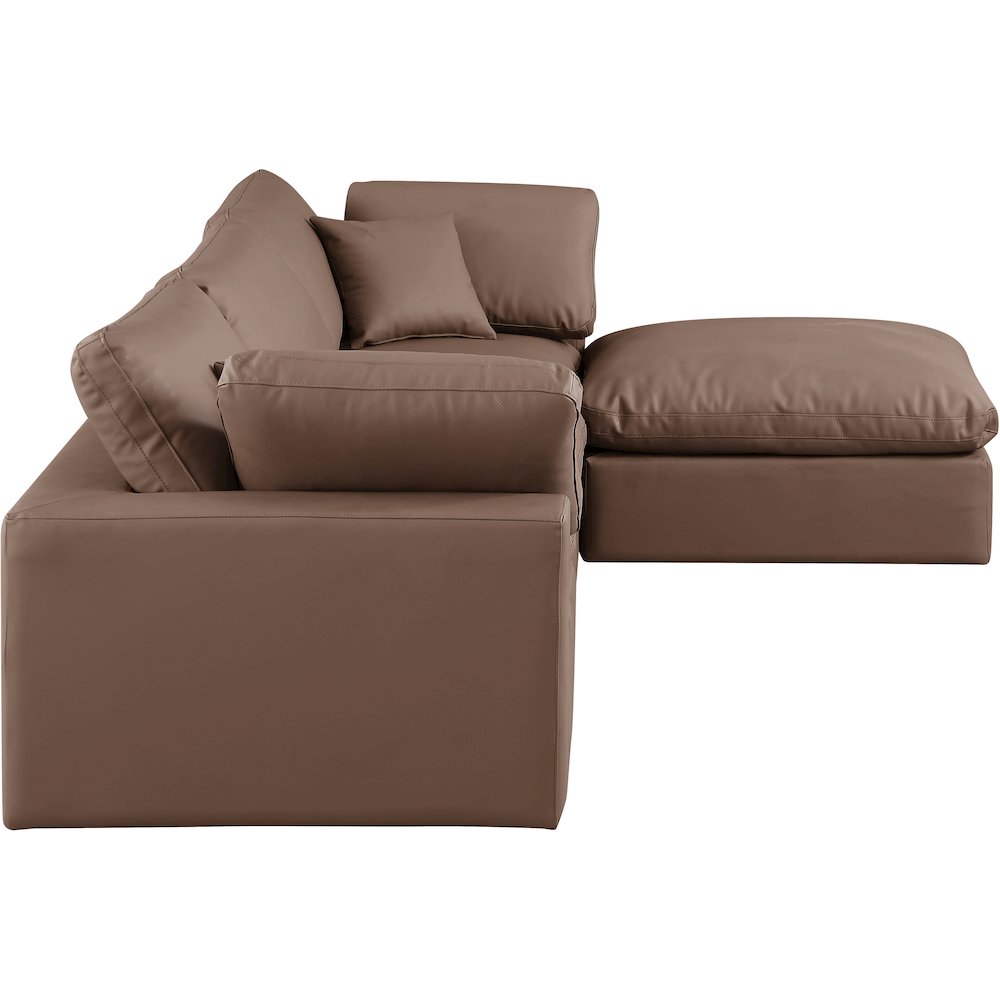 Comfy Brown Vegan Leather Modular Sectional