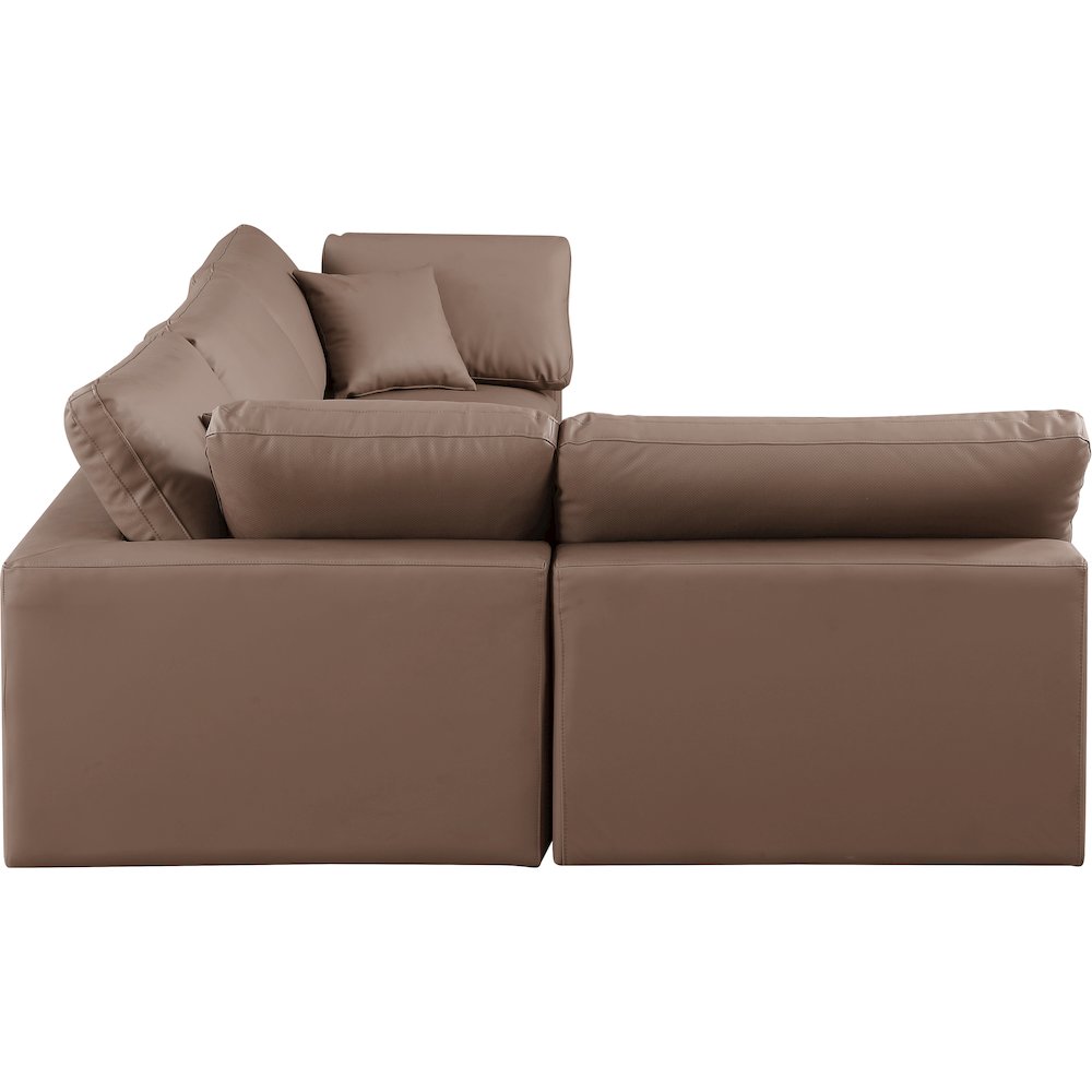 Comfy Brown Vegan Leather Modular Sectional