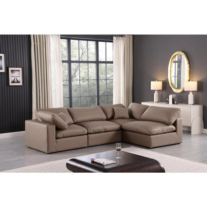 Comfy Brown Vegan Leather Modular Sectional