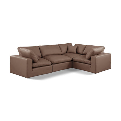 Comfy Brown Vegan Leather Modular Sectional