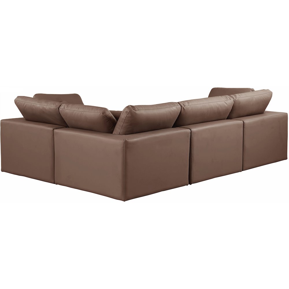 Comfy Brown Vegan Leather Modular Sectional