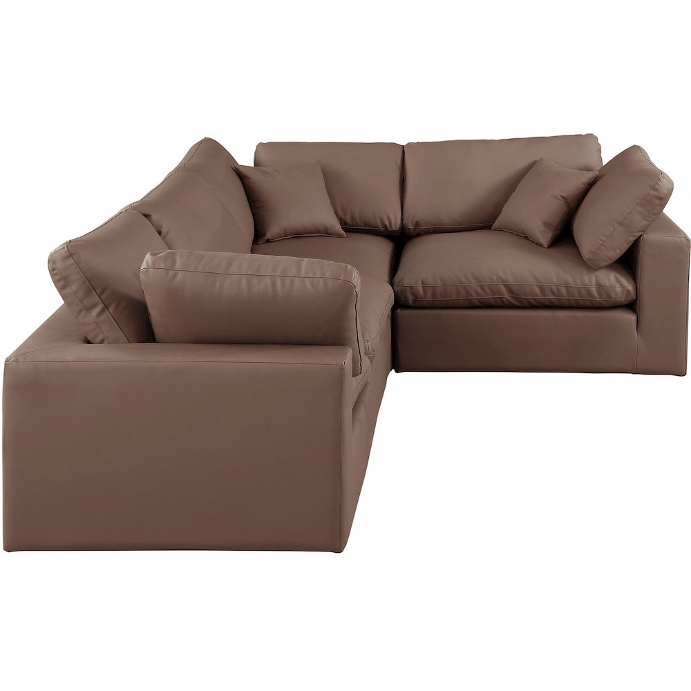 Comfy Brown Vegan Leather Modular Sectional