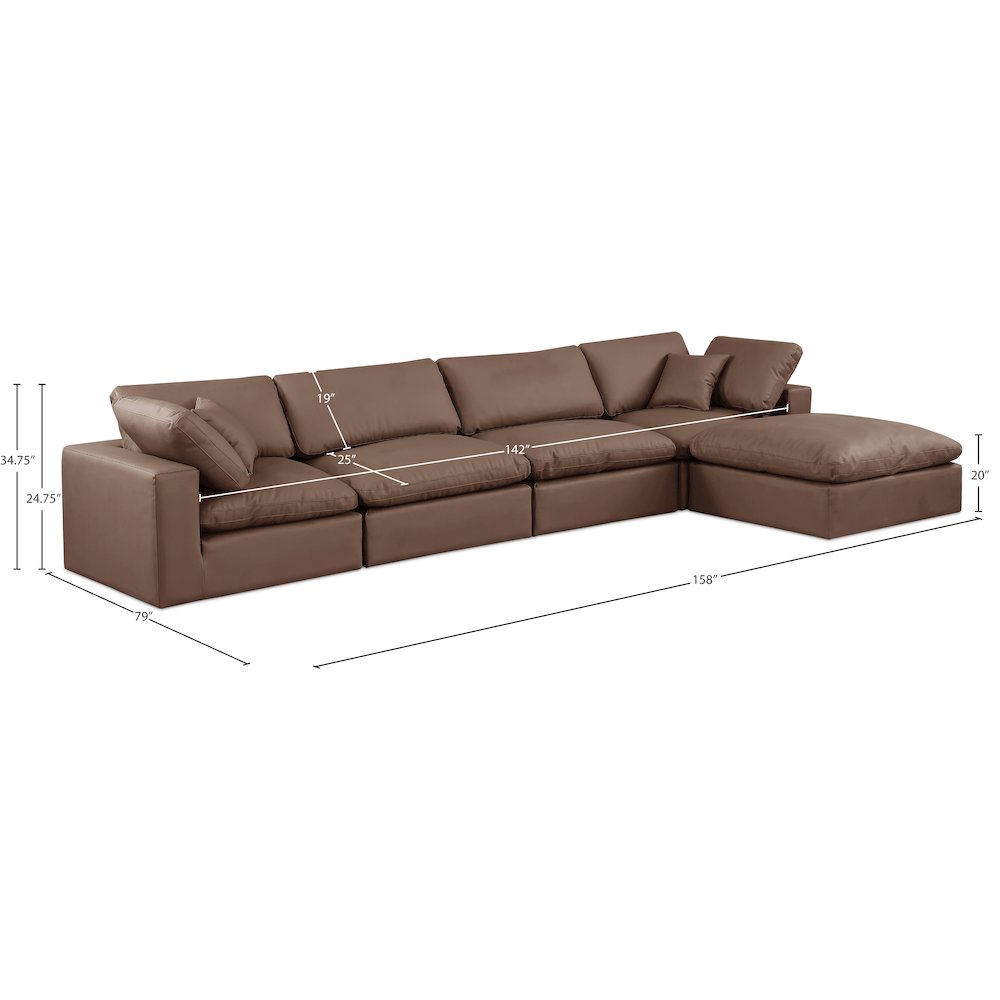 Comfy Brown Vegan Leather Modular Sectional