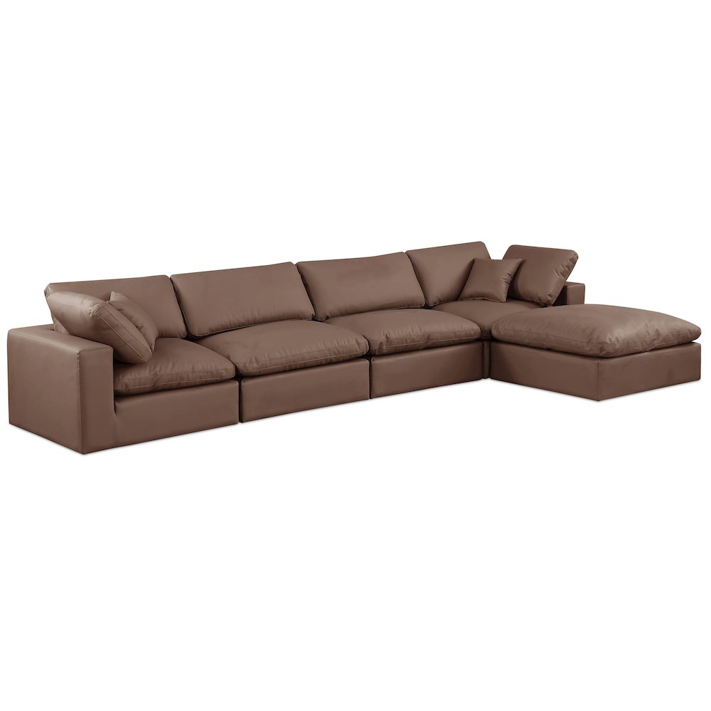 Comfy Brown Vegan Leather Modular Sectional