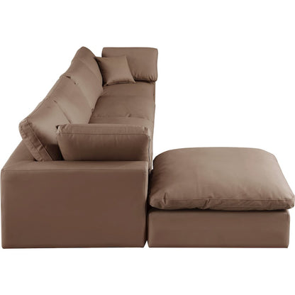 Comfy Brown Vegan Leather Modular Sectional