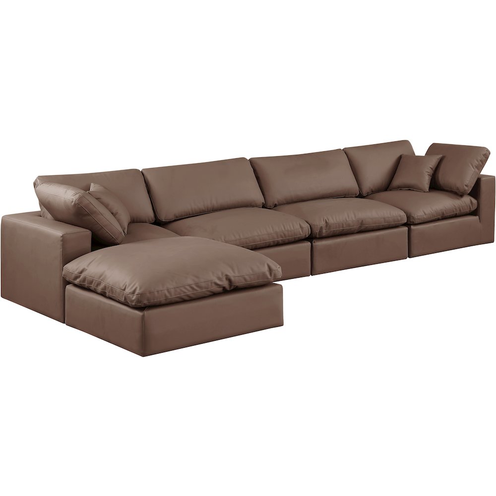 Comfy Brown Vegan Leather Modular Sectional