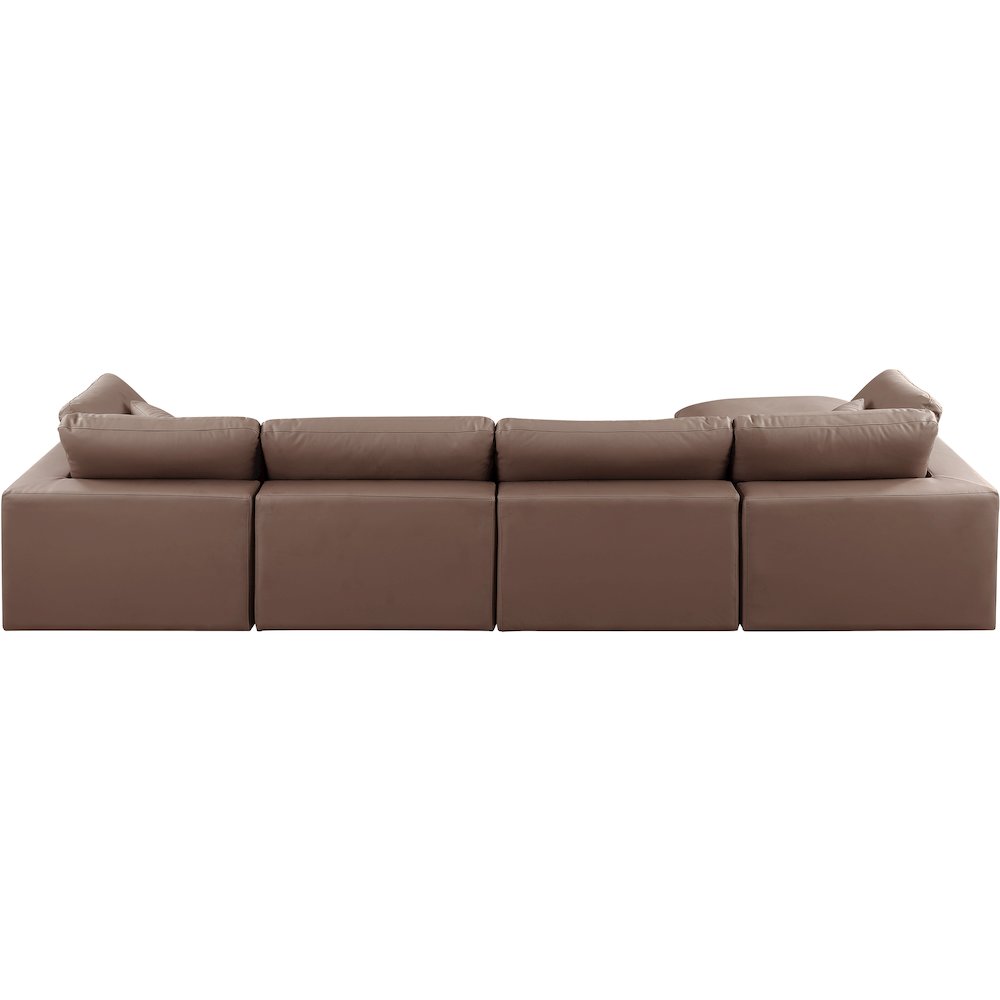 Comfy Brown Vegan Leather Modular Sectional