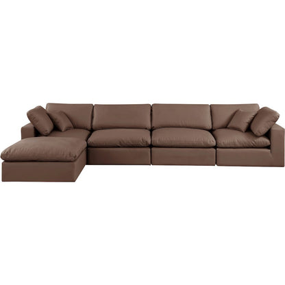 Comfy Brown Vegan Leather Modular Sectional