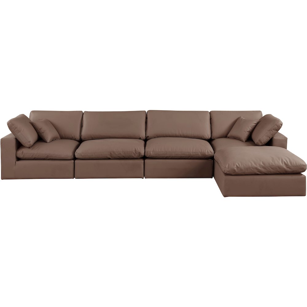 Comfy Brown Vegan Leather Modular Sectional