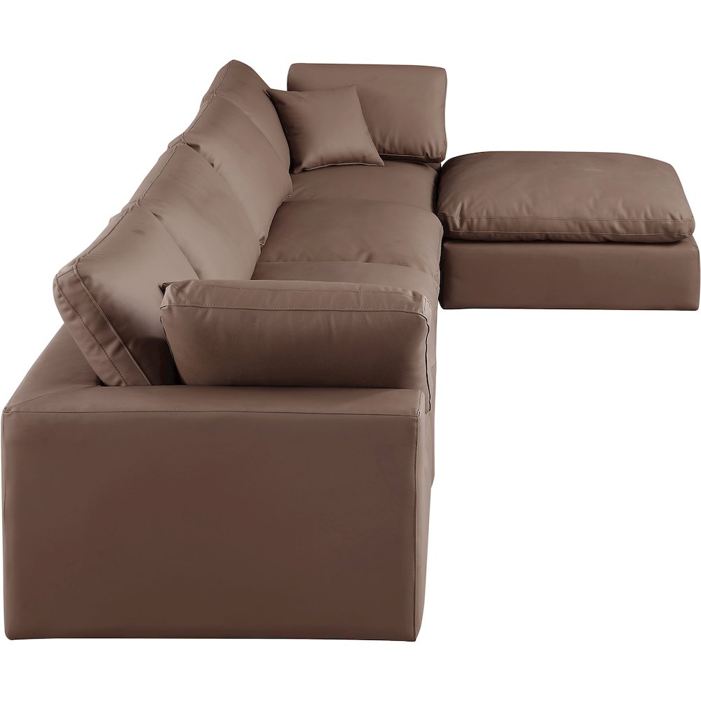 Comfy Brown Vegan Leather Modular Sectional