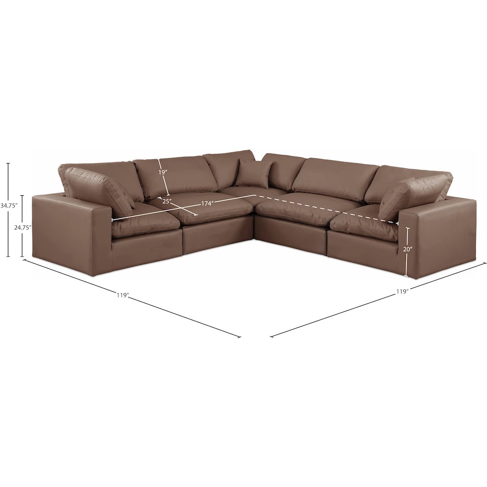 Comfy Brown Vegan Leather Modular Sectional