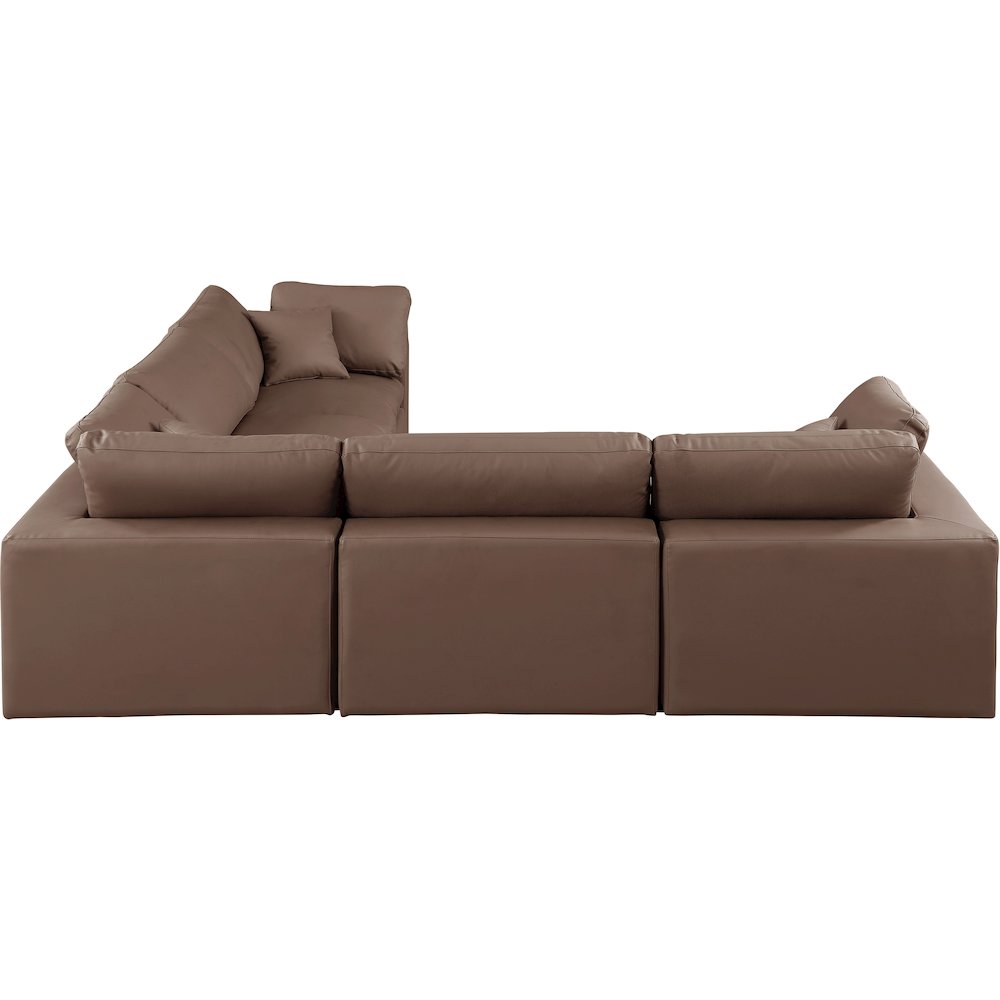 Comfy Brown Vegan Leather Modular Sectional