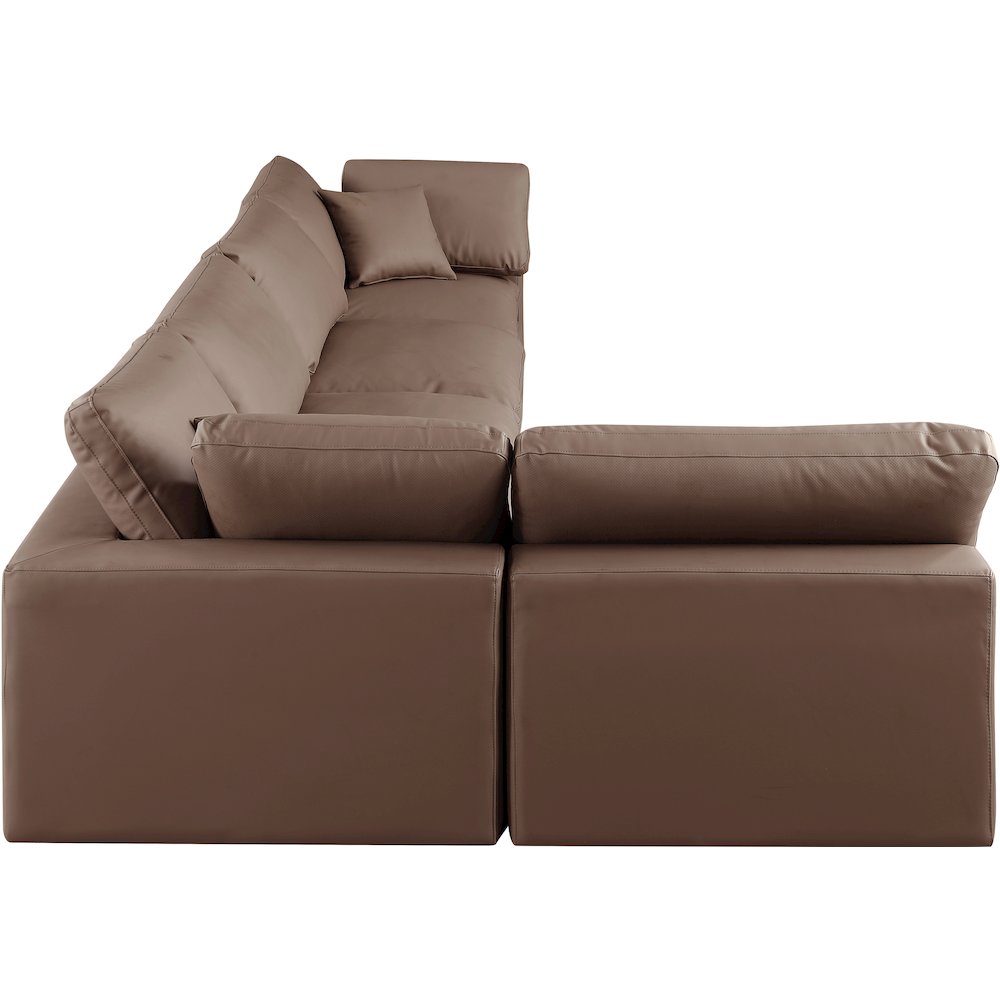Comfy Brown Vegan Leather Modular Sectional