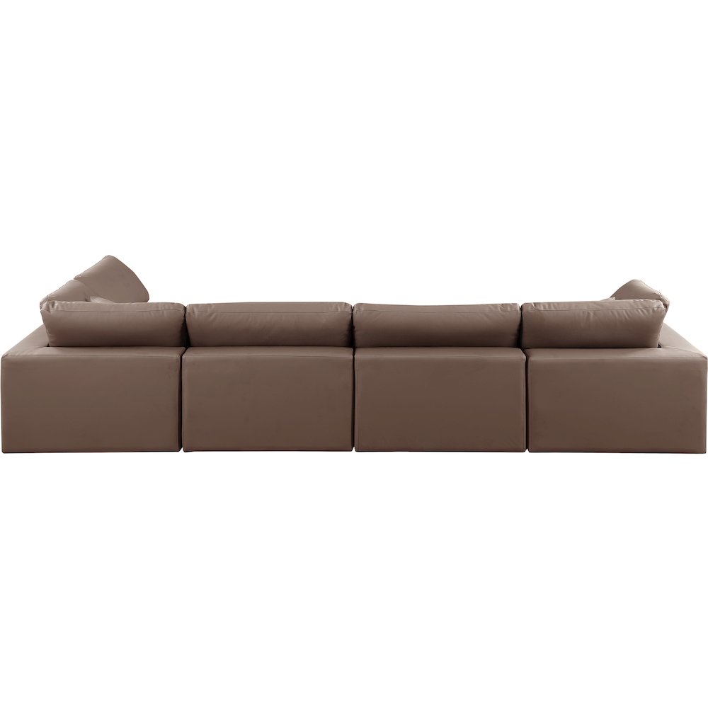 Comfy Brown Vegan Leather Modular Sectional