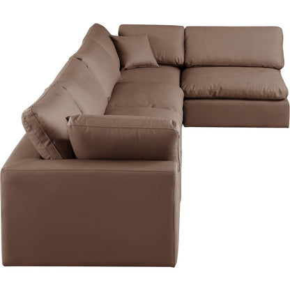Comfy Brown Vegan Leather Modular Sectional