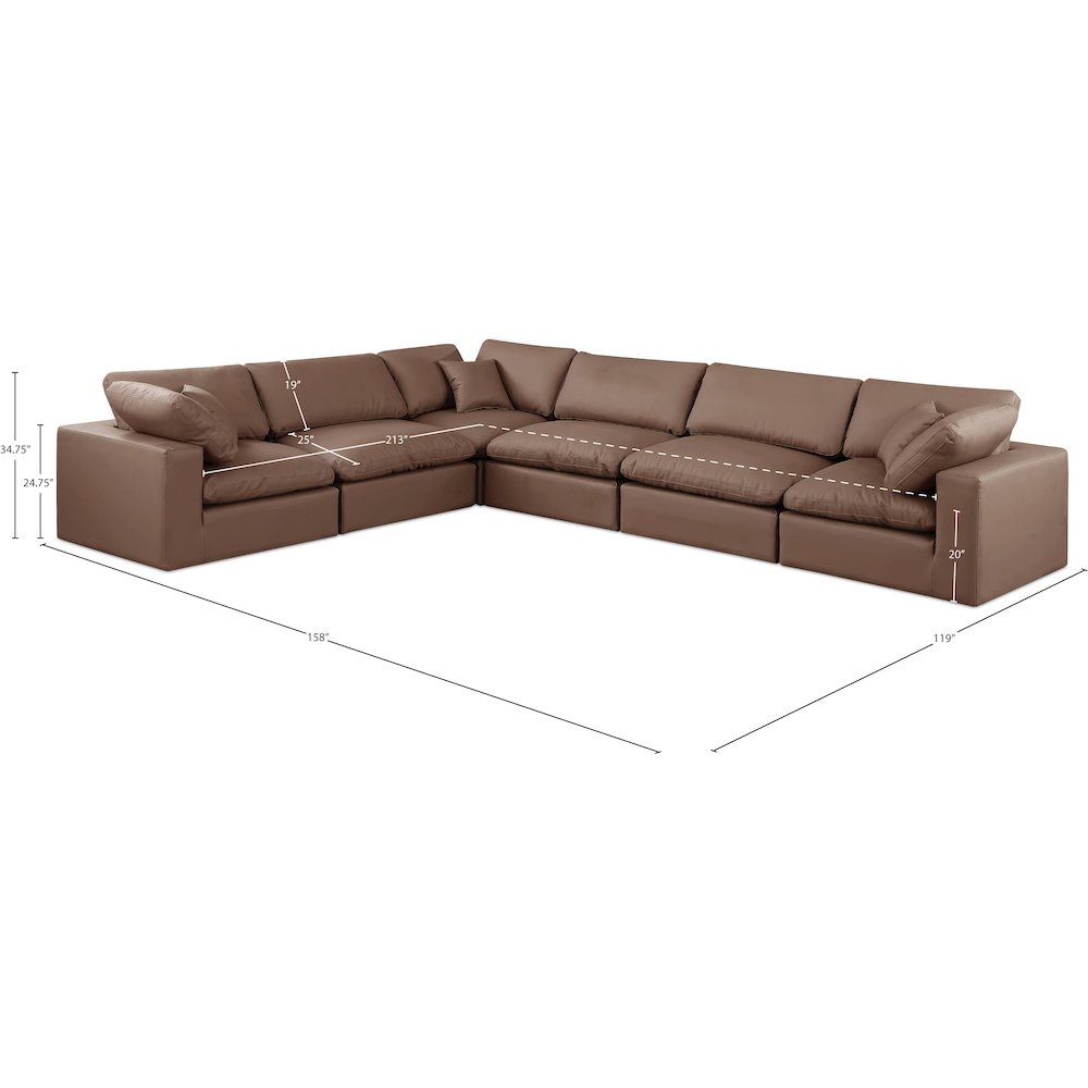 Comfy Brown Vegan Leather Modular Sectional
