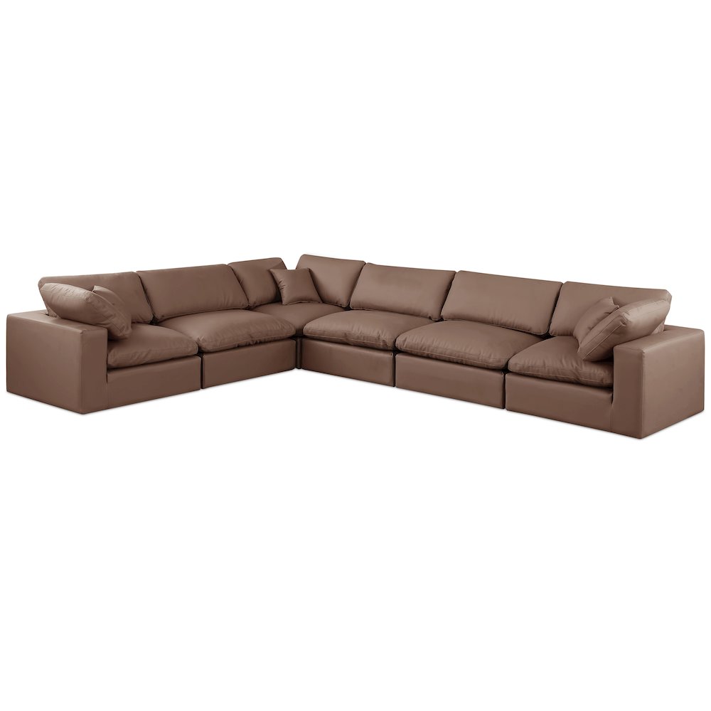 Comfy Brown Vegan Leather Modular Sectional