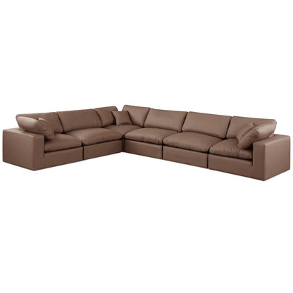 Comfy Brown Vegan Leather Modular Sectional
