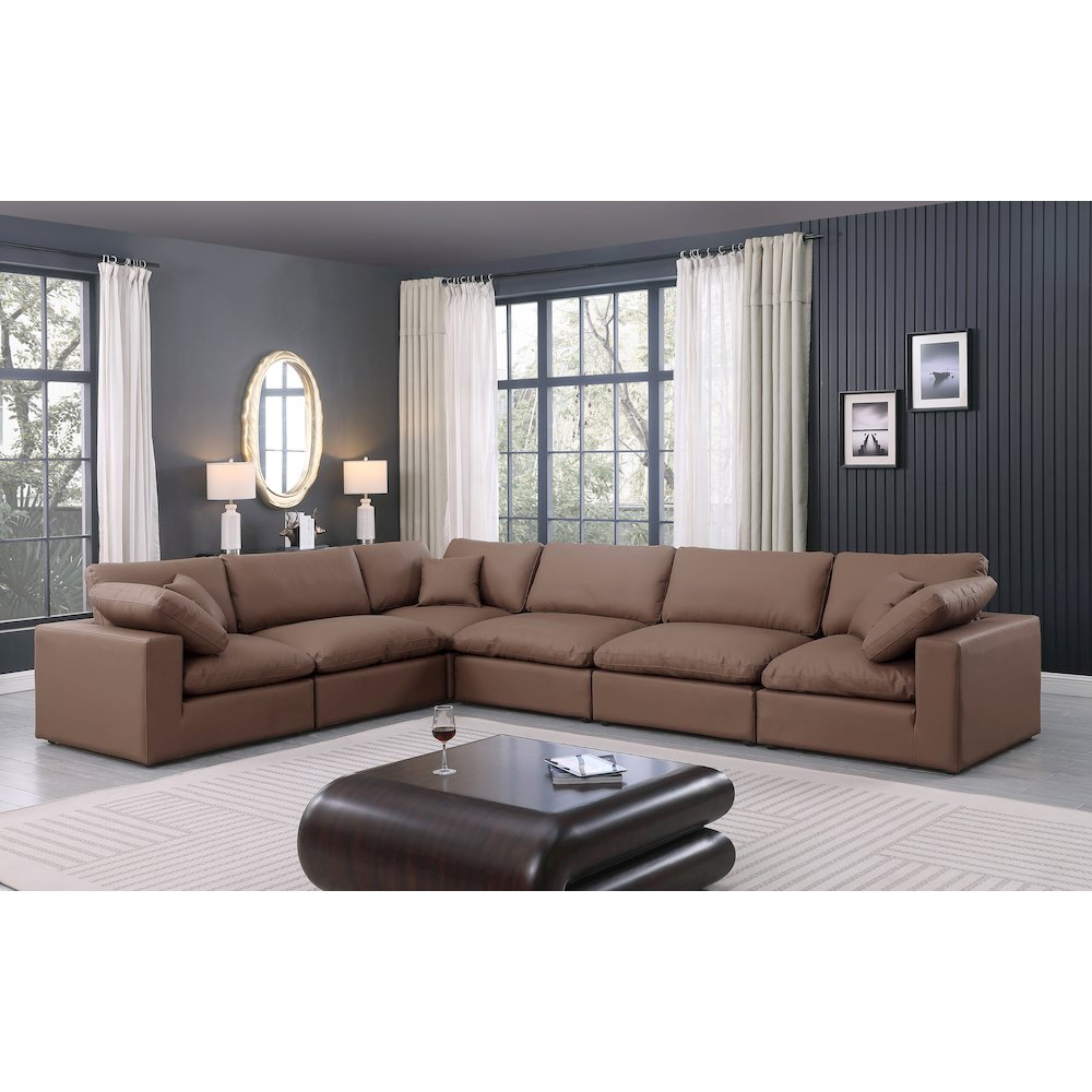 Comfy Brown Vegan Leather Modular Sectional
