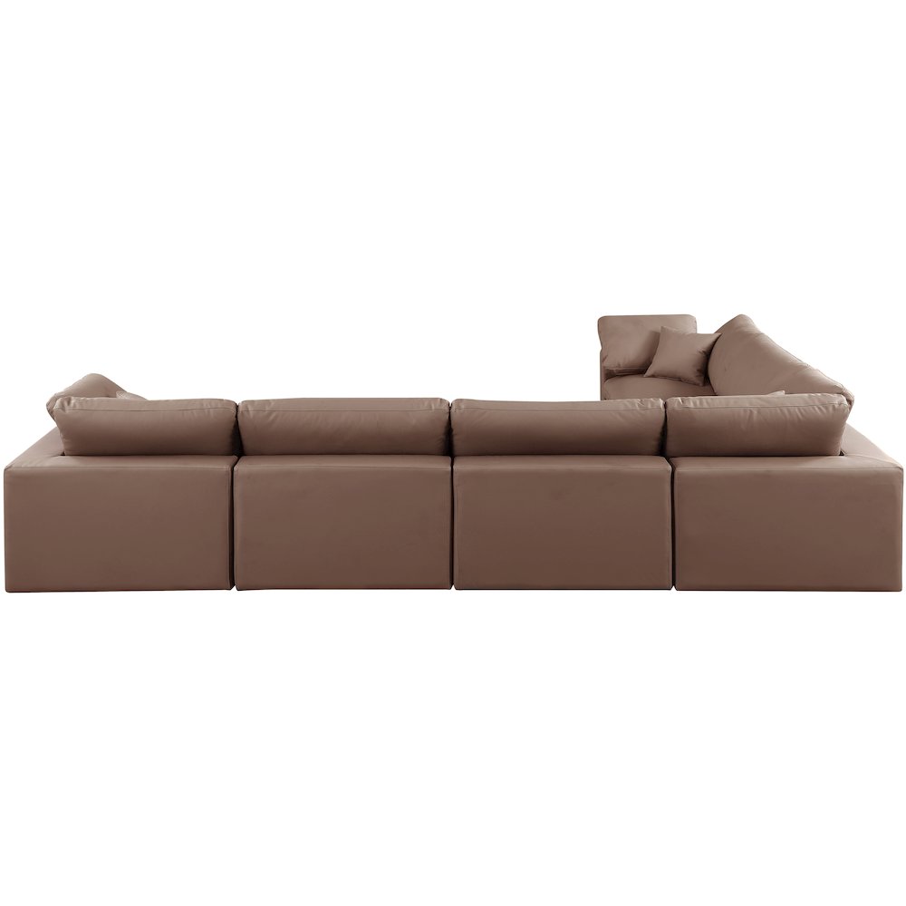 Comfy Brown Vegan Leather Modular Sectional